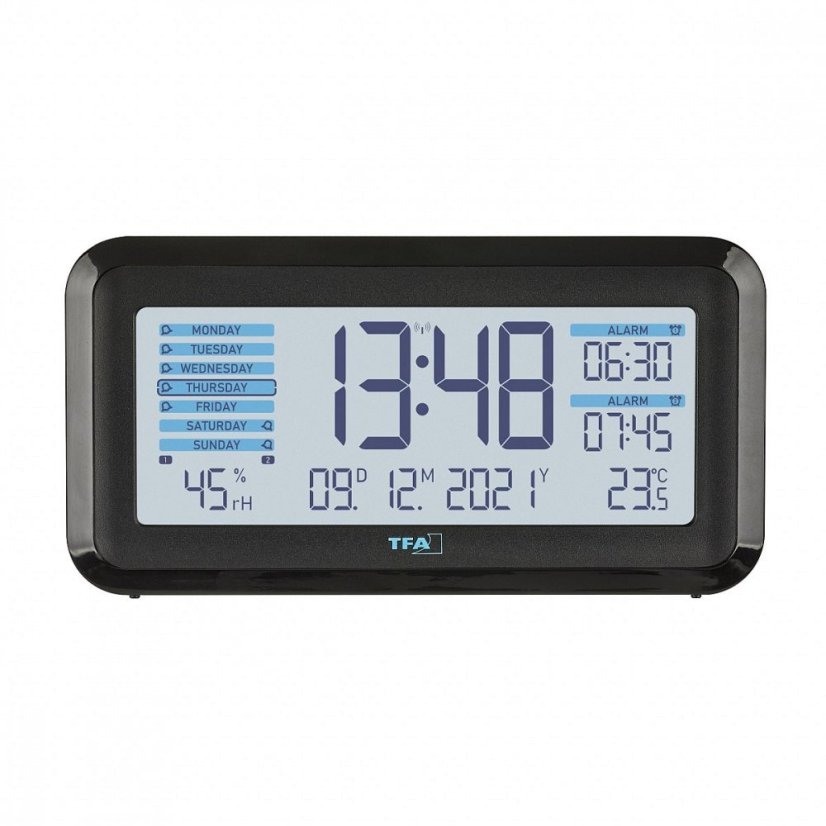 TFA 60.2562.01.GB - Rádiem řízený digitální budík BOXX2 s automatickým podsvícením