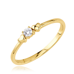 MINET Decentný zlatý prsteň so zirkónom a srdiečkami Au 585/1000 veľ. 53 - 1,35g