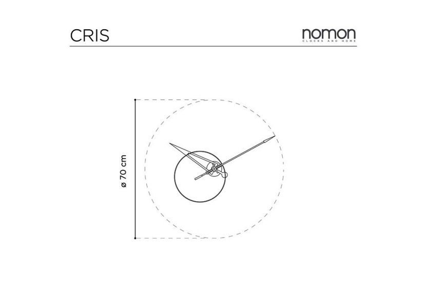 Dizajnové nástenné hodiny Nomon Cris walnut 70cm