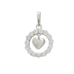 Zlatý prívesok z bieleho zlata so zirkónmi srdca 8147W (585/1000) 0.6 g
