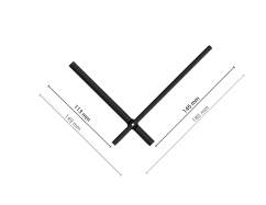 Čierne rovné hliníkové ručičky na hodiny 145 mm | 113 mm
