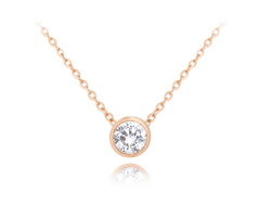 MINET Decentný Rose gold strieborný náhrdelník s bielym zirkónom