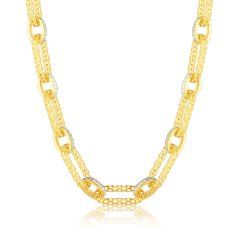 Pozlátený strieborný náhrdelník so zirkónmi JVD SVLN0936S75BK45