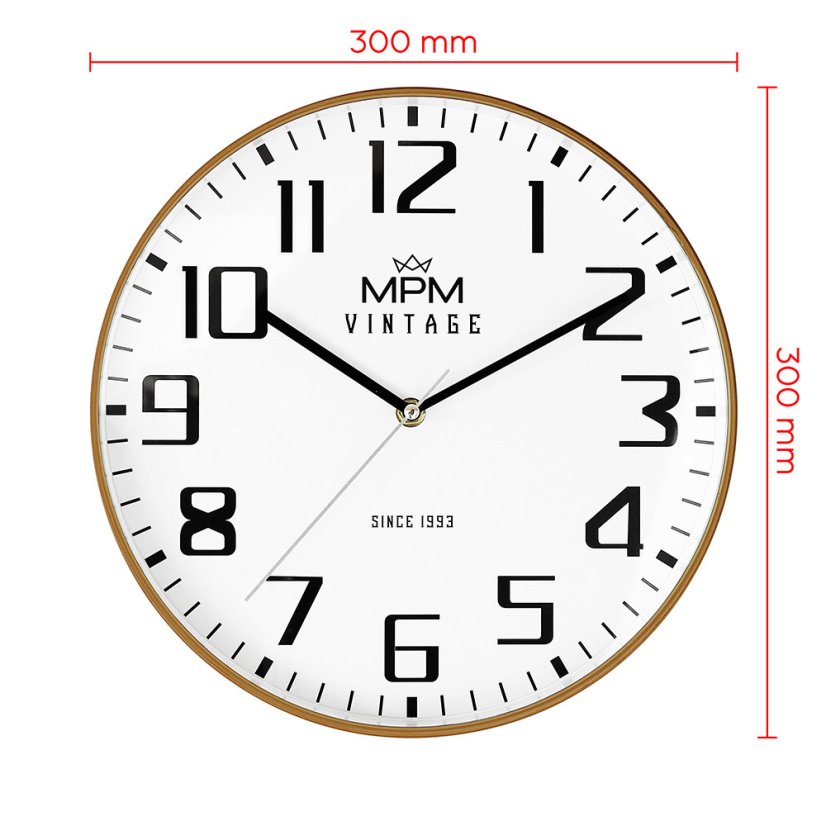 Nástenné hodiny s tichým chodom MPM Vintage II Since 1993 - E01.4201.51