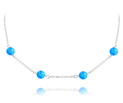 MINET Strieborný náhrdelník so svetlo modrými opálkami