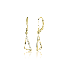 Pozlacené stříbrné visací náušnice se zirkony JVD SVLE2513XJ6GO00