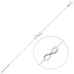 MINET Elegantní zlatý náramek z bílého zlata nekonečno s bílými zirkony Au 585/1000 1,15g