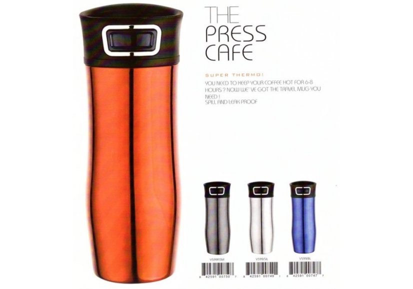ASOBU cestovní termoska Press Caffe silver 420ml