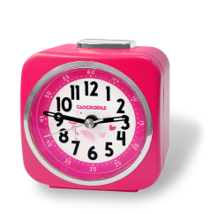 CLOCKODILE Růžový dětský budík PLAMEŇÁK SE SRDÍČKY