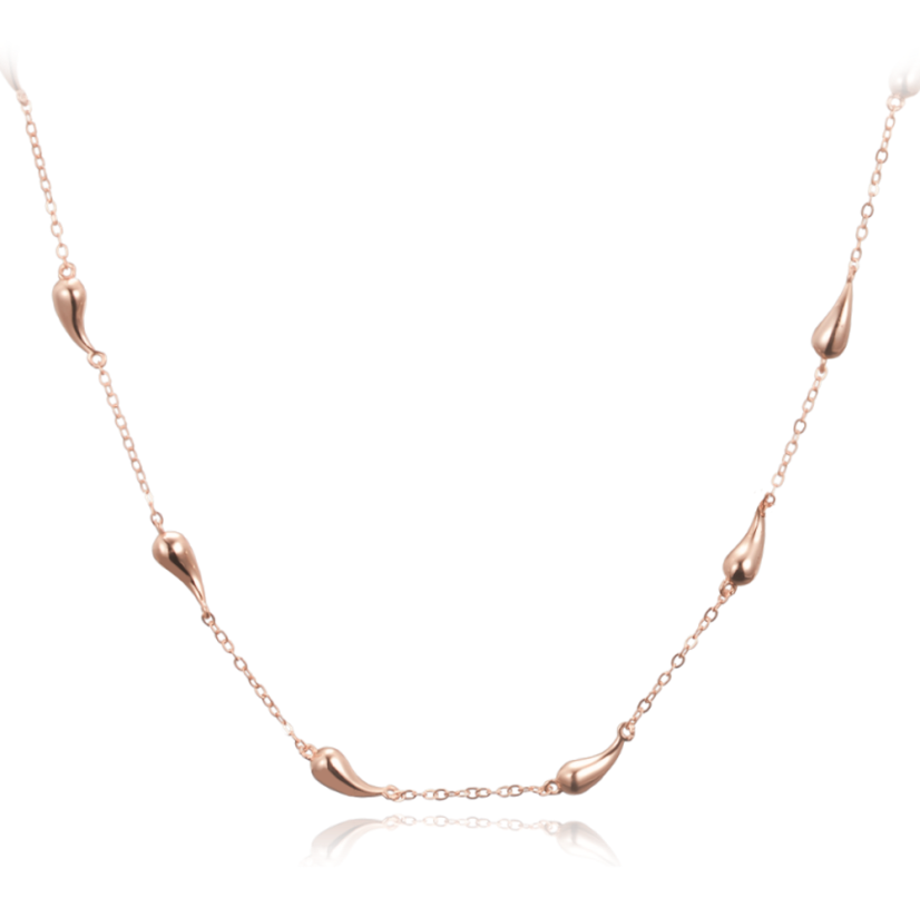 MINET Rose gold strieborný náhrdelník kvapky