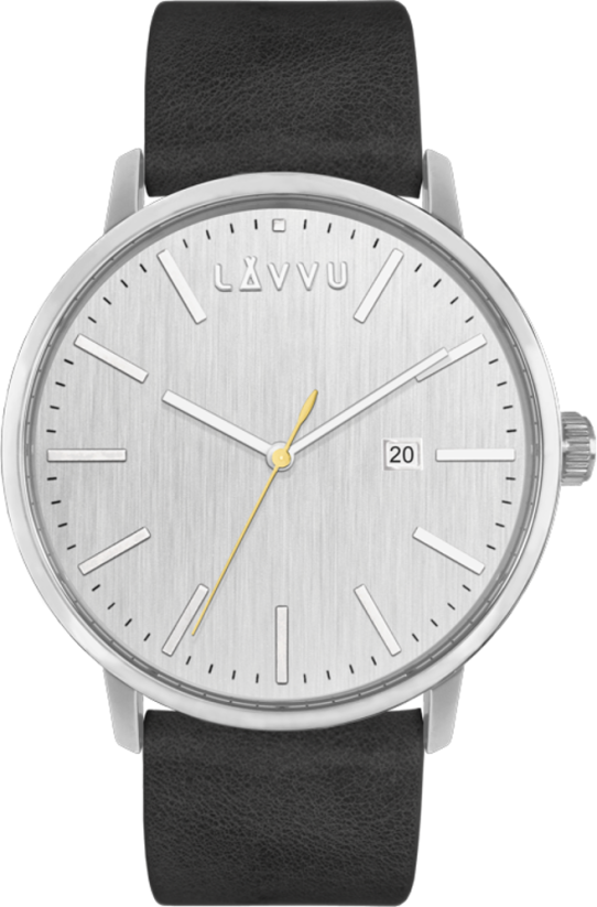 Strieborno-čierne pánske hodinky LAVVU COPENHAGEN LWM0170