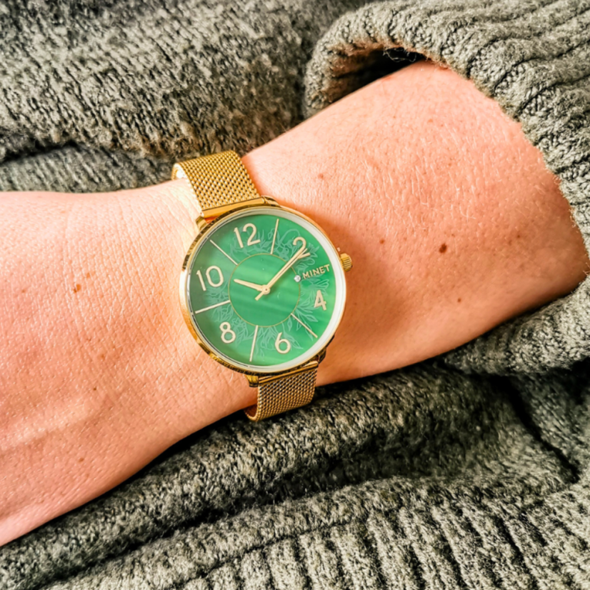 MINET Zlaté dámske hodinky PRAGUE Pure Gold MESH