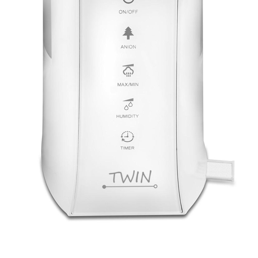 Ultrazvukový zvlhčovač vzduchu s ionizátorom a možnosťou aromaterapie Airbi TWIN - biely