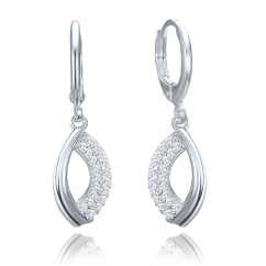 MINET Elegantné strieborné náušnice s bielymi zirkónmi