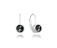 MINET Decentní stříbrné náušnice s černými zirkony