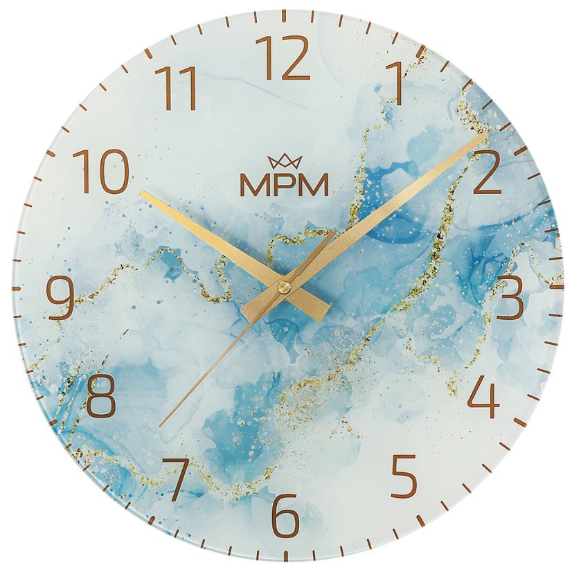 Nástěnné skleněné hodiny s tichým chodem MPM Onyx - E09.4375