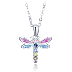 MINET Strieborné detské náušnice vážka so zirkónmi