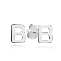 MINET Strieborné náušnice písmeno "B"