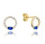 MINET Zlaté náušnice s bílými a modrými zirkony Au 585/1000 0,90 g