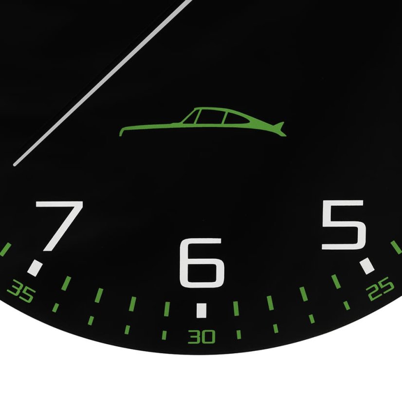 Sklenené nástenné hodiny s tichým chodom PRIM Speedline - čierno-zelené - E09.5530.9040