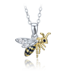MINET Strieborný náhrdelník včielka so zirkónmi