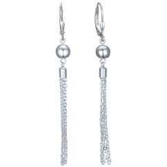 MINET Retiazkové strieborné visiace náušnice s guličkami