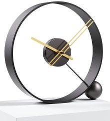 Dizajnové stolné hodiny Endless lacquered black/gold 32cm