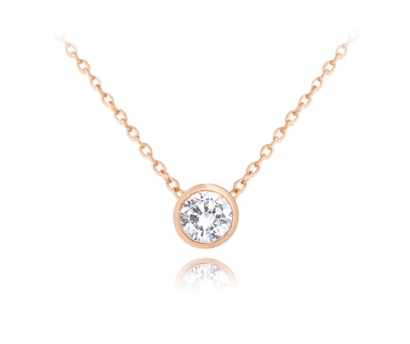 MINET Decentní Rose gold stříbrný náhrdelník s bílým zirkonem MINET Decentní Rose gold stříbrný náhrdelník s bílým zirkonem