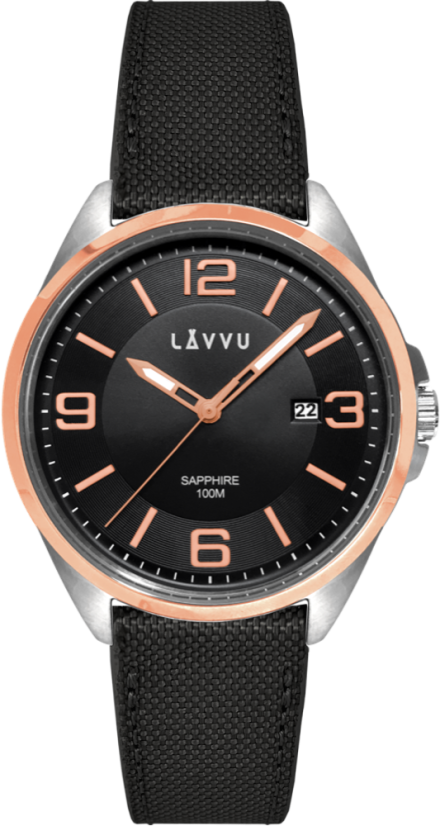 LAVVU Pánské hodinky se safírovým sklem HERNING Rose Gold