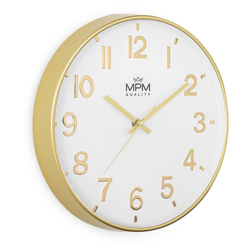 Nástenné hodiny s tichým chodom MPM Aurumis - zlaté - E01.4593.80