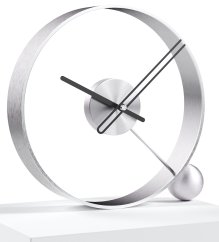 Dizajnové stolné hodiny Endless brushed silver/black 32cm