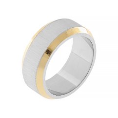 Nerezový snubní prsten 7302 (velikost 54) - stříbrnozlaté barvy - SRI.7302.. size54