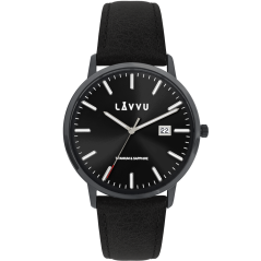 LAVVU Černé pánské hodinky se safírovým sklem Copenhagen Titanium Black