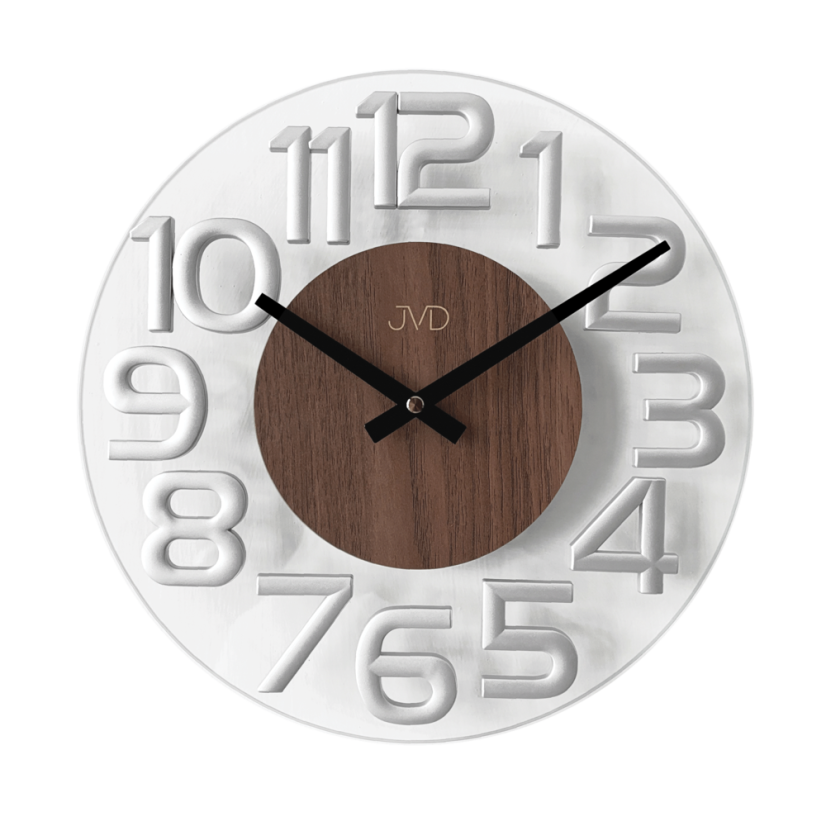 Nástenné drevené hodiny so skleneným ciferníkom JVD HT098.4