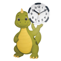 Dětské dřevěné nástěnné hodiny s tichým chodem s motivem dinosaura JVD HJ111