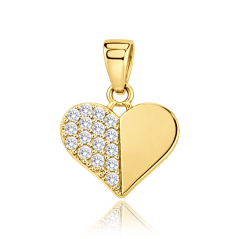 MINET Decentný zlatý príves srdca so zirkónmi Au 585/1000 0,90g