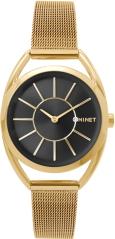 MINET Černo-zlaté dámské hodinky ICON BLACK s ocelovým řemínkem