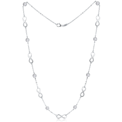 MINET Stříbrný náhrdelník nekonečno s bílými zirkony