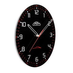 Skleněné nástěnné hodiny s tichým chodem PRIM Speedline - černo-červené - E09.5530.9020