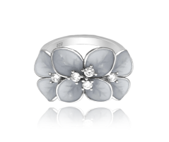 Rozkvetlý stříbrný prsten MINET FLOWERS s bílými zirkony vel. 57 JMAS5034WR57
