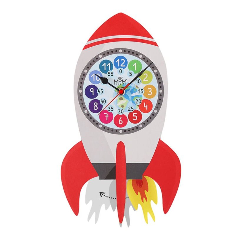 Detské nástenné hodiny raketa MPM Fernse - B - E05.4468.B
