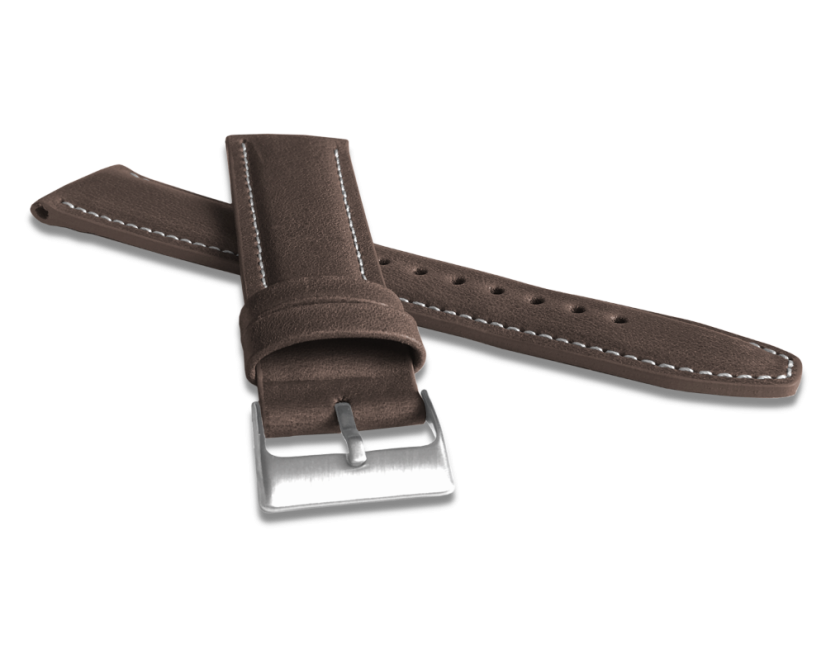 Polstrovaný tmavo hnedý prešitý remienok LAVVU CLASSIC z luxusnej kože Top Grain - 24 LSKUC24