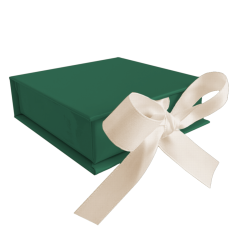 MINET Zelená magnetická krabička na šperky s béžovou stuhou - 8 x 8 x 2,5 cm