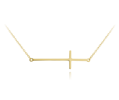 MINET Pozlacený stříbrný náhrdelník KŘÍŽ ležatý