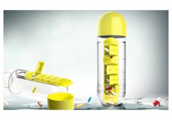 ASOBU multifunkční týdenní dávkovací láhev Pill Organizer žlutá 600ml