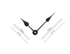Čierne klasické hliníkové ručičky na hodiny 73 mm | 53 mm