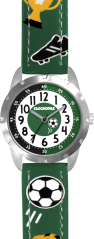 CLOCKKODIEL Svietiace zelené chlapčenské hodinky FUTBAL