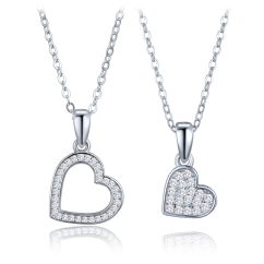 MINET Strieborný set náhrdelníkov so srdiečkom - matka a dcéra