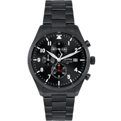 LAVVU Pánské titanové hodinky PILOT Chronograph Black 100M Sapphire