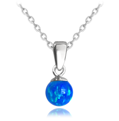 MINET Stříbrný náhrdelník KULIČKA s tmavě modrým opálkem